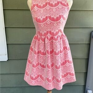 Pink Lace Sleeveless Dress